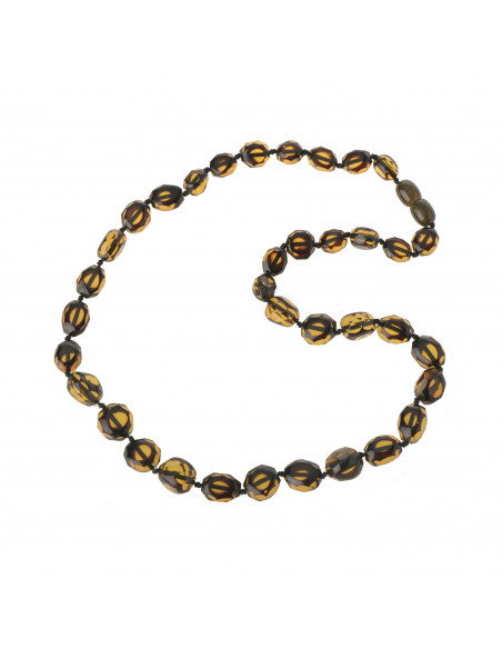 Green Faceted Baltic Amber Necklace for Adult
