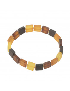 Multi Color Polished Baltic Amber Bracelet for Adult on Elastic Band