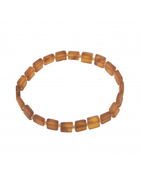 Cognac Raw Baltic Amber Bracelet for Adult on Elastic Band