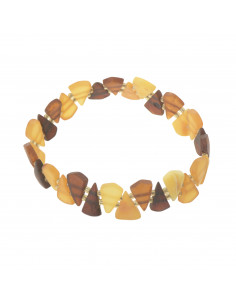 Multi Color Raw Baltic Amber Bracelet for Adult on Elastic Band