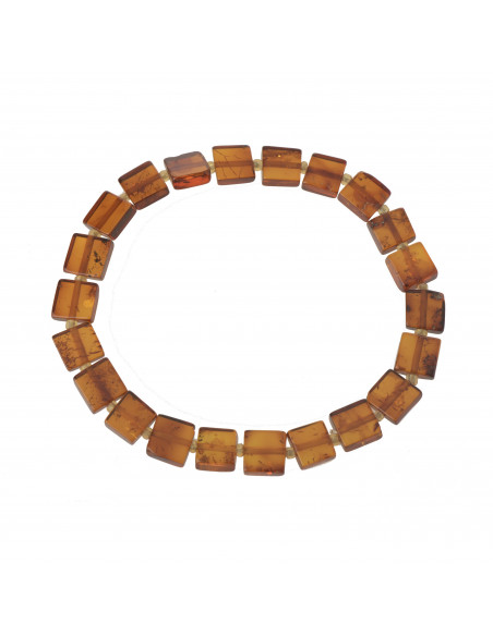 Cognac Color Polished Baltic Amber Bracelet for Adult on Elastic Band