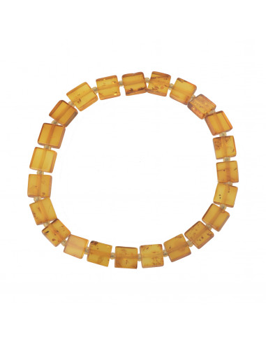 Honey Color Polished Baltic Amber Bracelet for Adult on Elastic Band