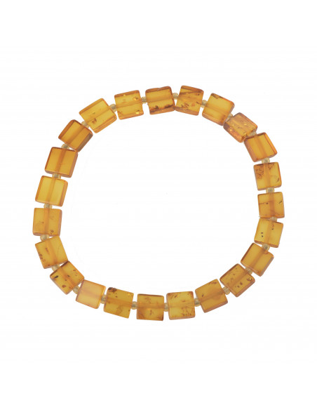 Honey Color Polished Baltic Amber Bracelet for Adult on Elastic Band