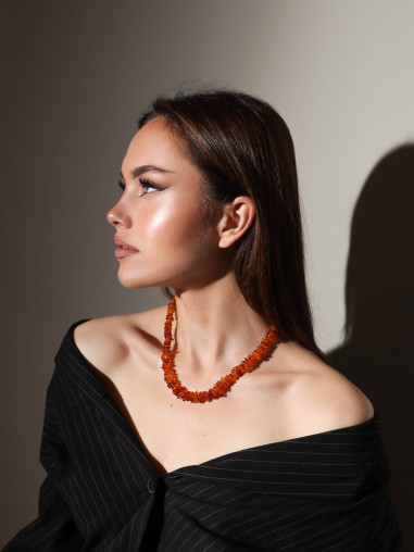 Cognac Chip Polished Baltic Amber Necklace for Adult