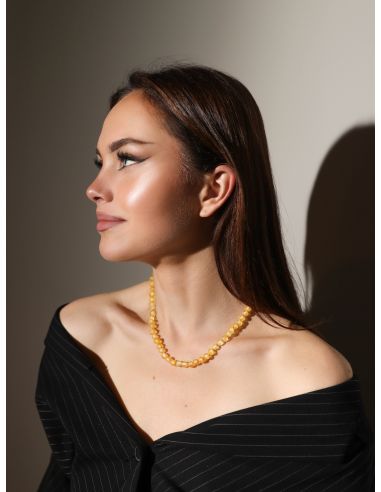 Lemon Baroque Raw Baltic Baltic Amber Necklace for Adult