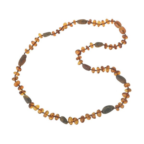 Cherry & Green Olive &  Baroque Polished Natural Baltic Amber Beads Necklace
