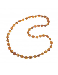 Cognac Olive Polished Baltic Amber Beads Necklace for Adult