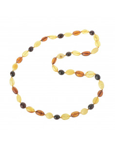 Multi Color & Milky Olive Polished Baltic Amber Beads Necklace for Adult