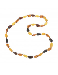Multi Color Olive Polished Natural Baltic Amber Necklace for Adult