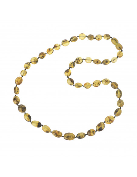 Green Olive Polished Natural Baltic Amber Beads Necklace for Adult