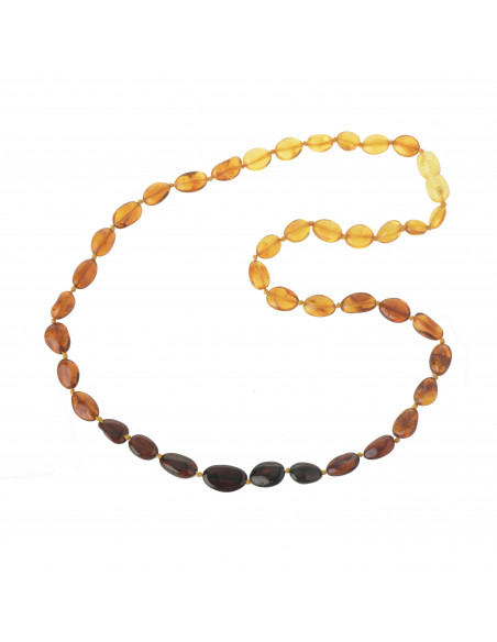 Rainbow Olive Polished Natural Baltic Amber Beads Necklace for Adult