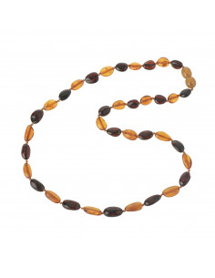 Cherry & Cognac Olive Polished Natural Baltic Amber Necklace for Adult