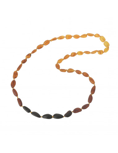 Rainbow Olive Raw Natural Baltic Amber Necklace for Adult