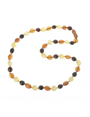 Multi Color Big Olive Polished Baltic Amber Necklace for Adult