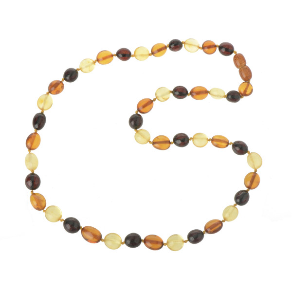 Multi Color Big Olive Polished Baltic Amber Necklace for Adult