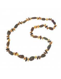 Multi Color Olive & Baroque Raw Baltic Amber Necklace for Adult