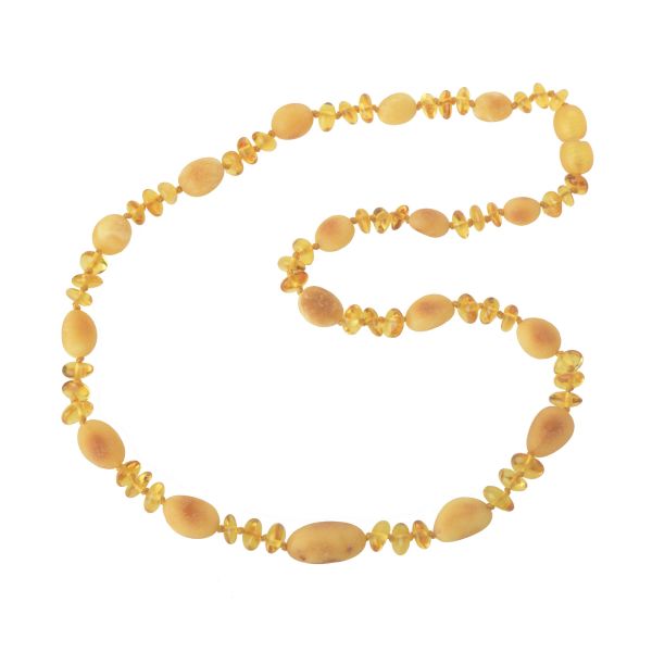 Lemon Olive Raw & Lemon Baroque Polished Baltic Amber Necklace for Adult