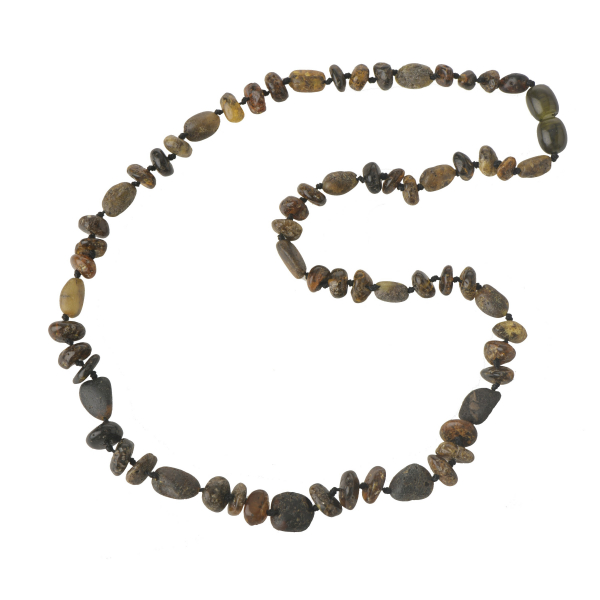 Green Olive Raw & Green Baroque Polished Baltic Amber Necklace for Adult
