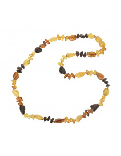 Multi Color Olive &  Baroque Polished Baltic Amber Necklace for Adult