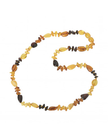 Multi Color Olive &  Baroque Polished Baltic Amber Necklace for Adult