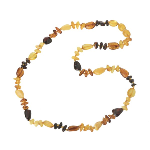 Multi Color Olive &  Baroque Polished Baltic Amber Necklace for Adult