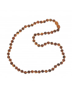 Cognac Round Polished Baltic Amber Beads Necklace for Adult