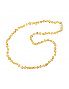 Lemon Round Polished Baltic Amber Beads Necklace for Adult
