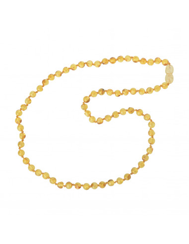 Lemon Round Polished Baltic Amber Beads Necklace for Adult