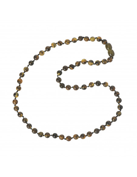 Green Round Polished Baltic Amber Beads Necklace for Adult