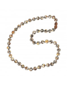 Round Plastic & Baltic Amber Mosaic Polished Necklace for Adult