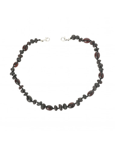 Cherry Baroque & Olive Shape Amber Beads Anklet for Adult with 925 Sterling Silver Clasp