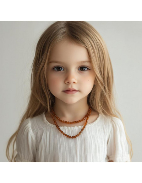 Dark Cognac Polished Baroque Amber Beads Teething Necklace for Baby