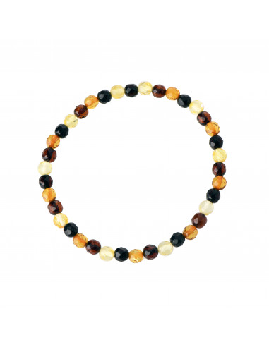 Mix Color Faceted Amber Adult Bracelet