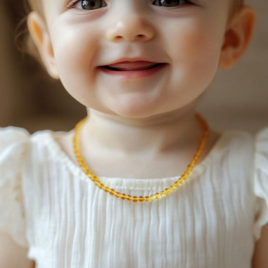 Lemon Polished Baroque Baltic Amber Teething Necklace for Baby
