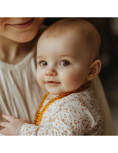 Honey Polished Baroque Baltic Amber Teething Necklace for Baby