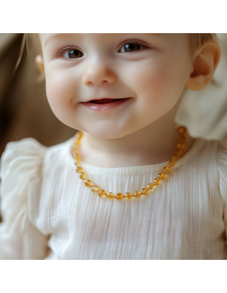 Lemon Polished Baroque Baltic Amber Teething Necklace for Baby