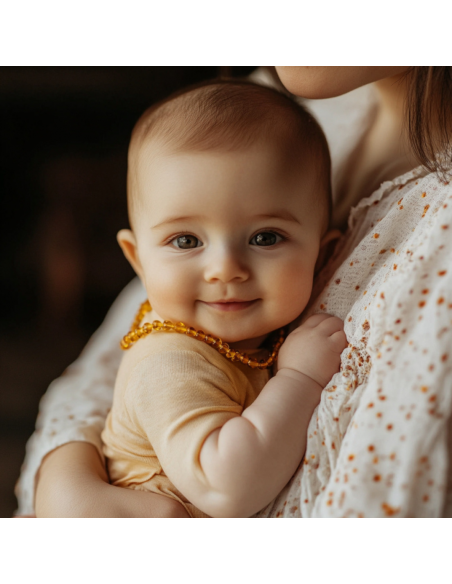 Honey Polished Baroque Baltic Amber Teething Necklace for Baby