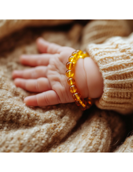 Honey Polished Baroque Baltic Amber Teething Bracelet-Anklet for Baby