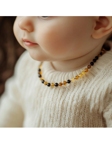 Multi Round Polished Baltic Amber Teething Necklace - The Natural Amber