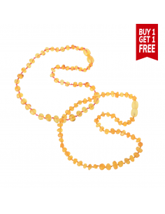 1 Lemon Polished Lemon Amber Teething Necklace On Red String + 1 Raw Lemon Amber Teething Necklace