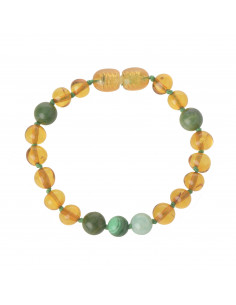 Amber & Amazonite & African Jade& Malachite Teething Bracelet