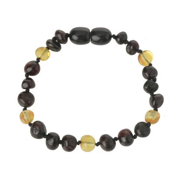 3 Cherry & 1 Lemon Polished Baroque Baltic Amber Teething Bracelet-Anklet for Baby