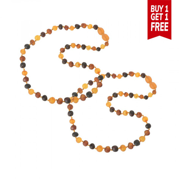 2 x Raw Multi Color Baltic Amber Teething Necklaces