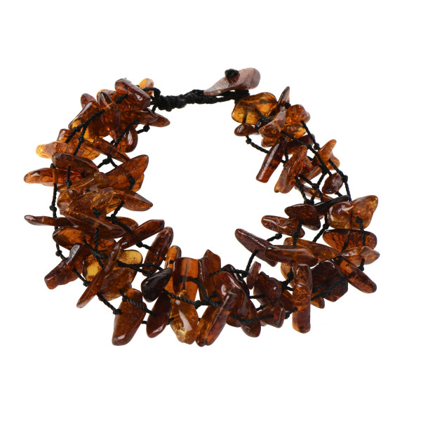 Cognac Chip Polished Amber Bracelet for Adult