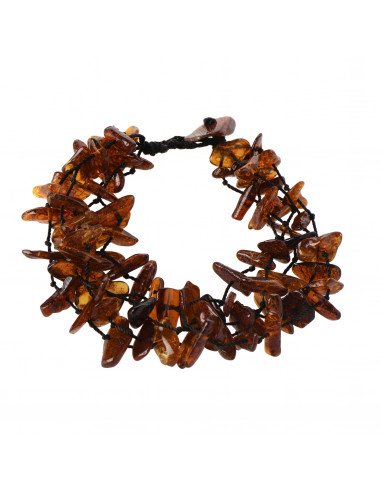 Cognac Chip Polished Amber Bracelet for Adult