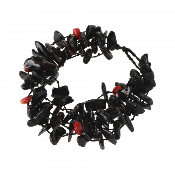 Cherry Chip Polished Amber & Coral Bracelet for Adult