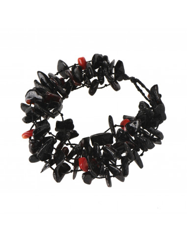 Cherry Chip Polished Amber & Coral Bracelet for Adult