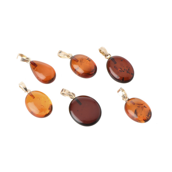 Cognac Polished Amber Pendant with 925 Sterling Silver