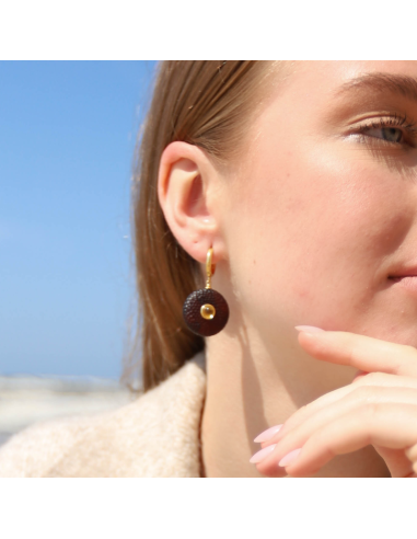 Cherry Baltic Amber Textured Earrings