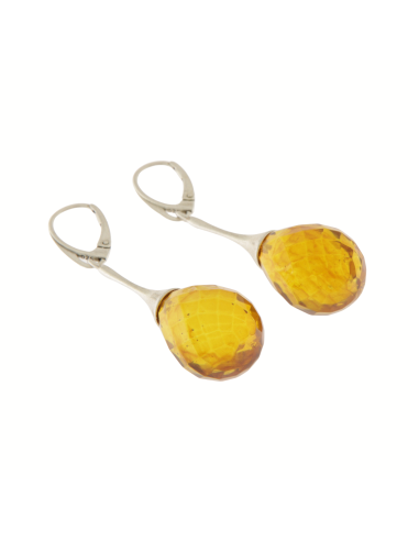 Polished Cognac Baltic Amber Drop Earrings